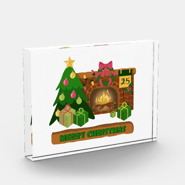 Frohe Weihnachten in der Nähe von Feuerfeuer Weihn Fotoblock (Links)