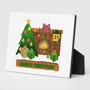 Frohe Weihnachten in der Nähe von Feuerfeuer Weihn Fotoplatte