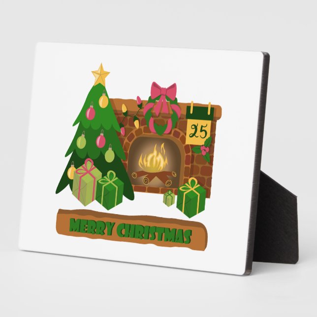 Frohe Weihnachten in der Nähe von Feuerfeuer Weihn Fotoplatte (Seite)