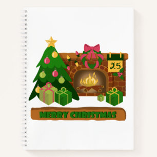 Frohe Weihnachten in der Nähe von Feuerfeuer Weihn Notizbuch
