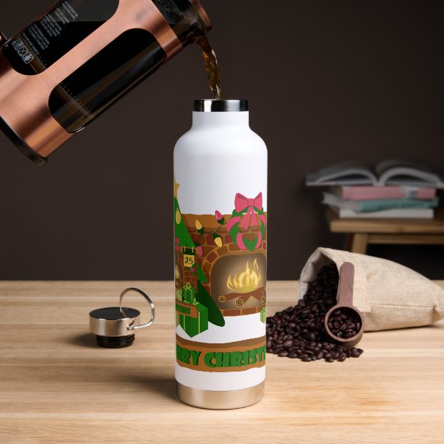 Frohe Weihnachten in der Nähe von Feuerfeuer Weihn Trinkflasche (Kaffee)