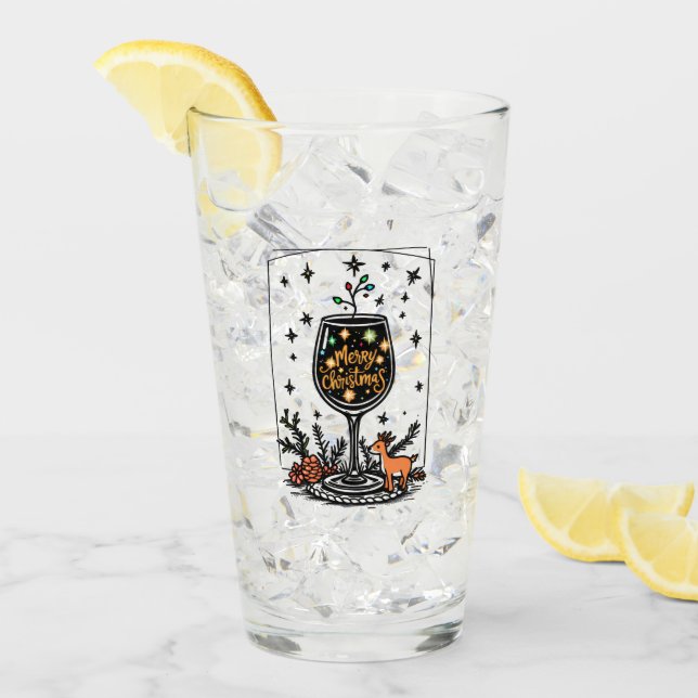 Frohe Weihnachten in einem Weinglas Glas (Vorderseite Ice)