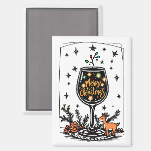Frohe Weihnachten in einem Weinglas Magnet