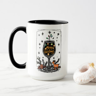 Frohe Weihnachten in einem Weinglas Tasse