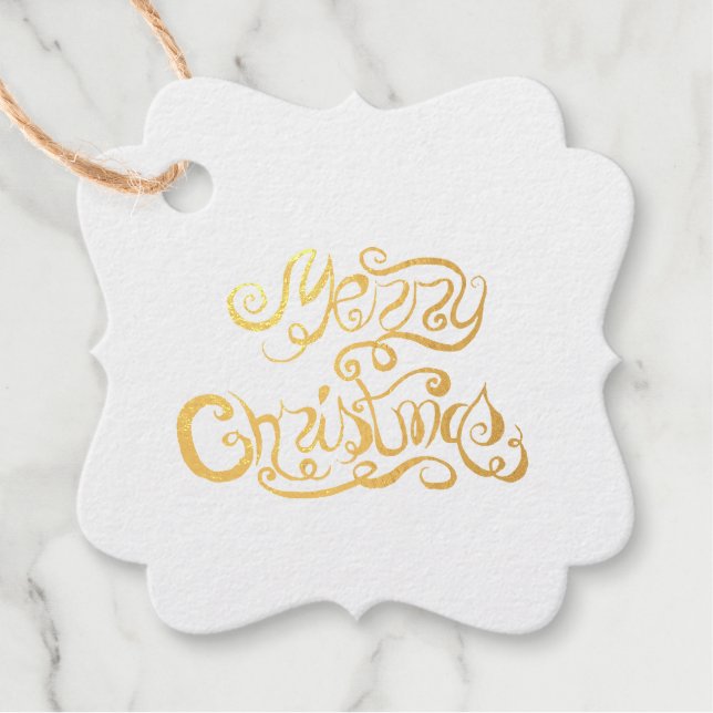 Frohe Weihnachten in Funky Text Geschenkanhänger (Vorderseite)