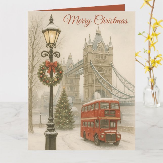 Frohe Weihnachten in London Postkarte Reisenden Ge (Gelbe Blume)