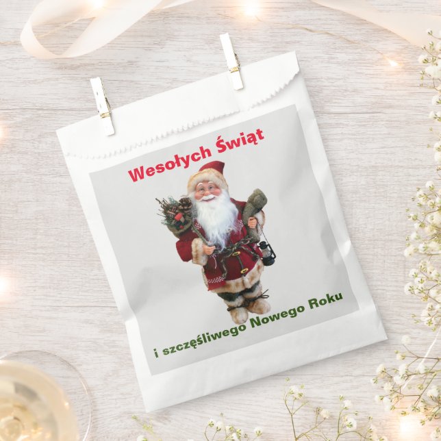 Frohe Weihnachten in Polnisch Wesołych Świąt Gesch Geschenktütchen (Ausgeschnitten)