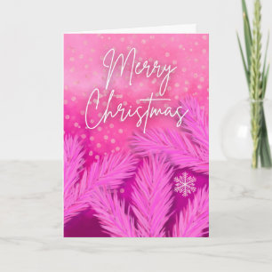 Frohe Weihnachten in Rosa mit Kiefernzweigen Karte