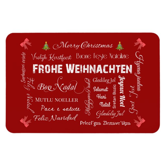 Frohe Weihnachten in verschiedenen Sprachen! Magnet (Horizontal)