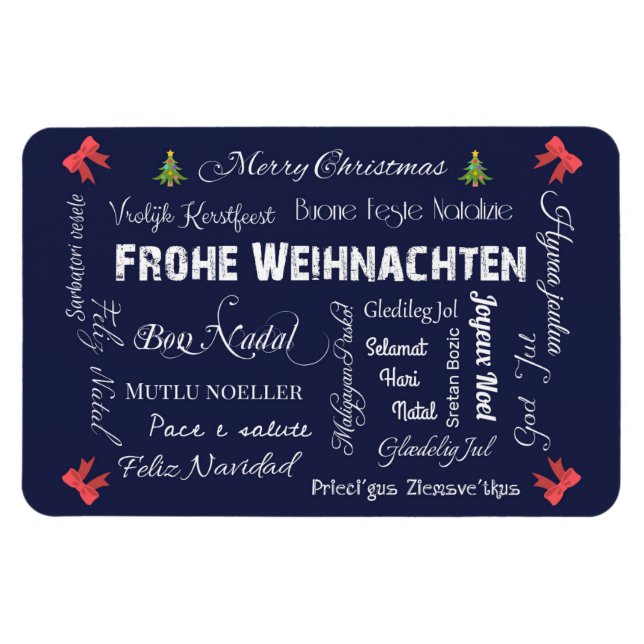 Frohe Weihnachten in verschiedenen Sprachen! Magnet (Horizontal)