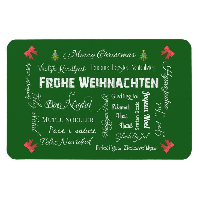Frohe Weihnachten in verschiedenen Sprachen! Magnet (Horizontal)