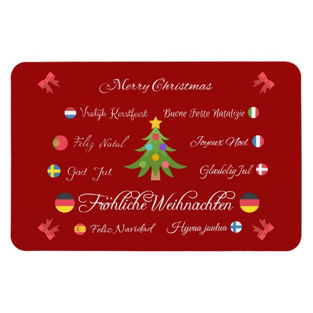 Frohe Weihnachten in verschiedenen Sprachen! Magnet (Horizontal)