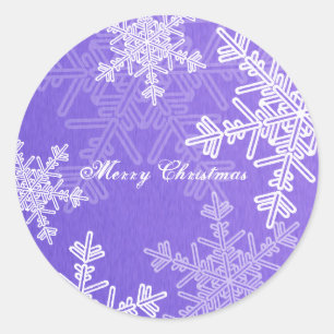Frohe Weihnachten Indigo Snowflake Minimalistische Runder Aufkleber