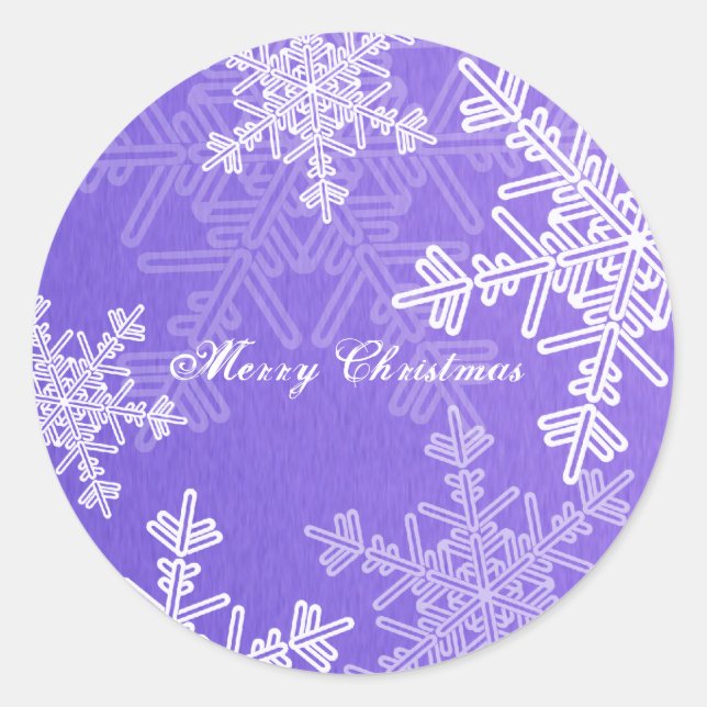 Frohe Weihnachten Indigo Snowflake Minimalistische Runder Aufkleber (Vorderseite)