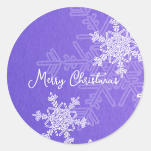 Frohe Weihnachten Indigo White Snowflake Minimalis Runder Aufkleber