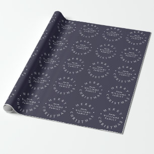 Frohe Weihnachten Individuelle Name Navy Blue Holi Geschenkpapier