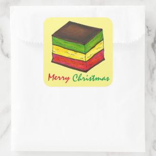 Frohe Weihnachten Italienische Bäckerei Rainbow Co Quadratischer Aufkleber