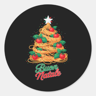 Frohe Weihnachten Italienische Pasta Spaghetti Lus Runder Aufkleber