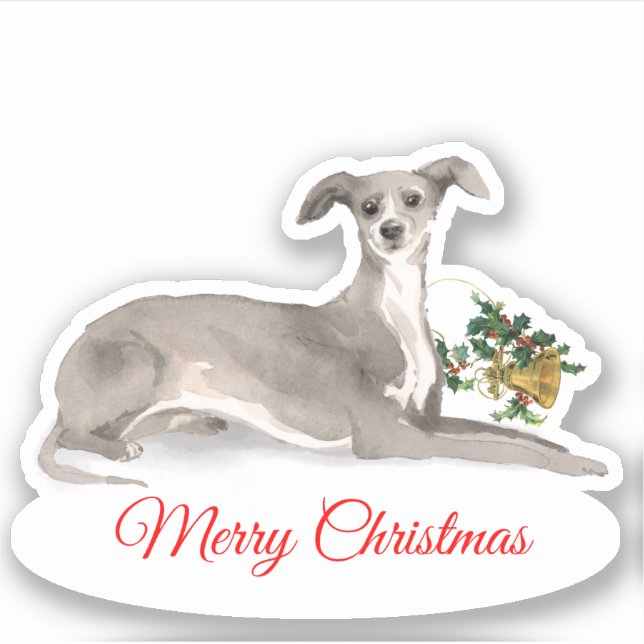 Frohe Weihnachten Italienischer Greyhound Custom-C Aufkleber (Vorderseite)