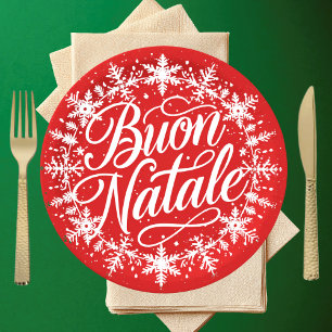 Frohe Weihnachten Italienisches Weihnachten - Rot  Pappteller