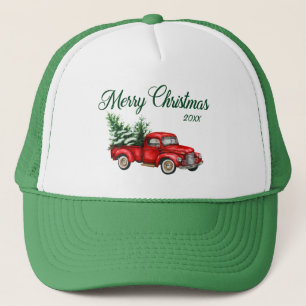 Frohe Weihnachten Jahr Wasserfarbe Klassischer rot Truckerkappe