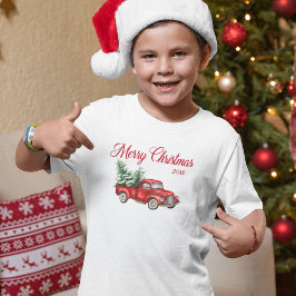 Frohe Weihnachten Jahr Wasserfarbe Vintag Red Truc T-Shirt