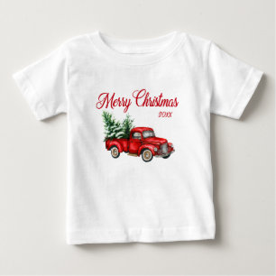 Frohe Weihnachten Jahr Wasserfarbe Vintage Roter L Baby T-shirt