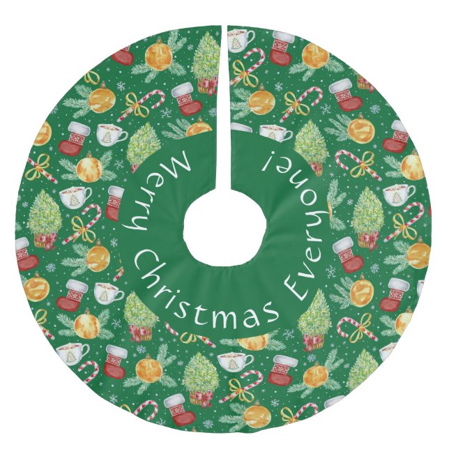 Frohe Weihnachten jeder Baumrock Polyester Weihnachtsbaumdecke (Vorderseite)