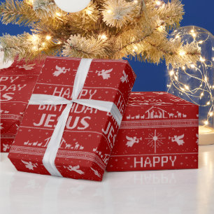 Frohe Weihnachten Jesus Weihnachtspullover Christl Geschenkpapier