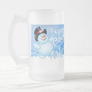 Frohe Weihnachten Jolly Snowman und Ornament Mattglas Bierglas