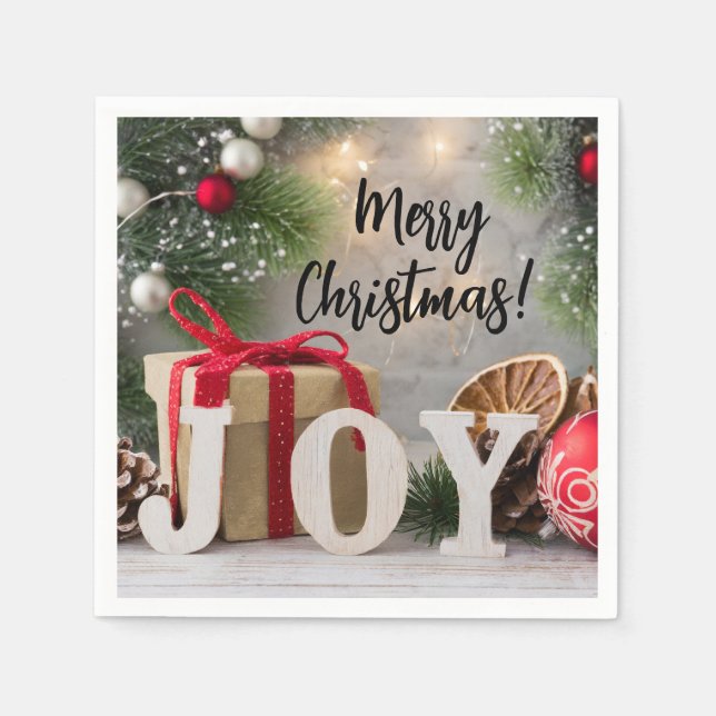 Frohe Weihnachten Joy Napkins Serviette (Vorderseite)