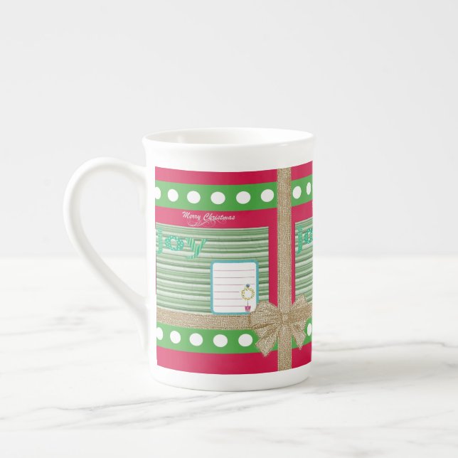 Frohe Weihnachten, Joy Red Bone China Tasse (Links)
