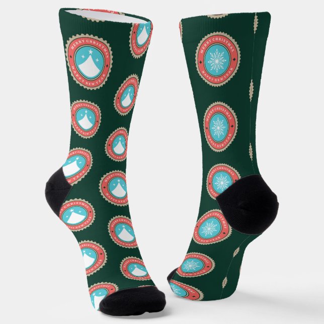 Frohe Weihnachten jugendlich unisex Socken (Gewinkelt)