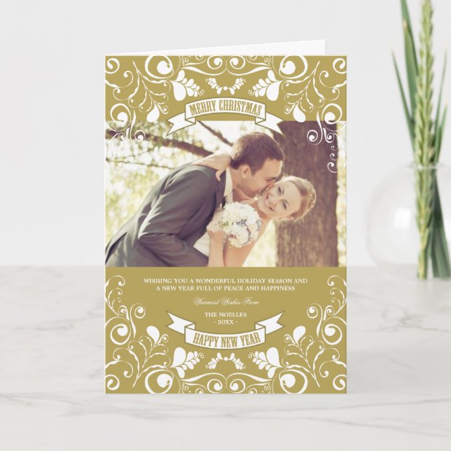 Frohe Weihnachten Jugendstil Floral Geblüht Foto (Vorderseite)