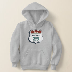 frohe Weihnachten Juli Route 25 Schild Reise Vinta Hoodie