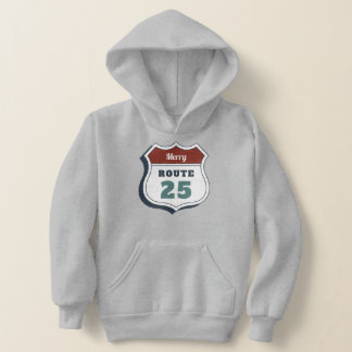 frohe Weihnachten Juli Route 25 Schild Reise Vinta Hoodie