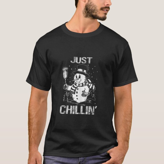 Frohe Weihnachten Just Chillin Snowman Familie Mat T-Shirt (Vorderseite)