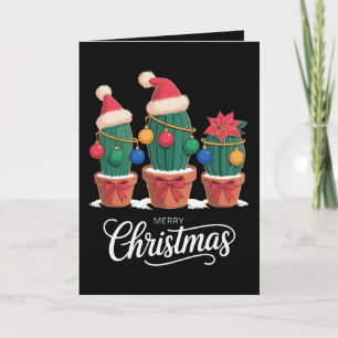 Frohe Weihnachten Kaktus Santa Hut Poinsettie Weih Karte
