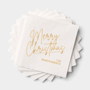 Frohe Weihnachten Kalligrafie Gold Servietten Mit Folie