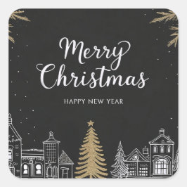 Frohe Weihnachten Kalligrafie Schriftzug Feiertag Quadratischer Aufkleber