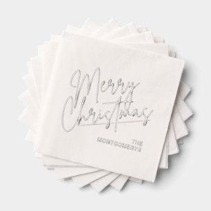 Frohe Weihnachten Kalligrafie Silber Servietten Mit Folie