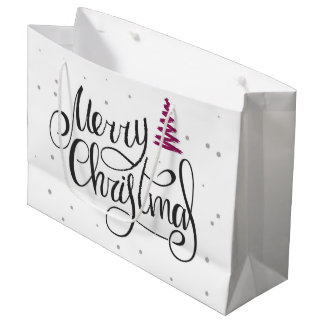 Frohe Weihnachten Kalligrafie Zickzack Baum Große Geschenktüte