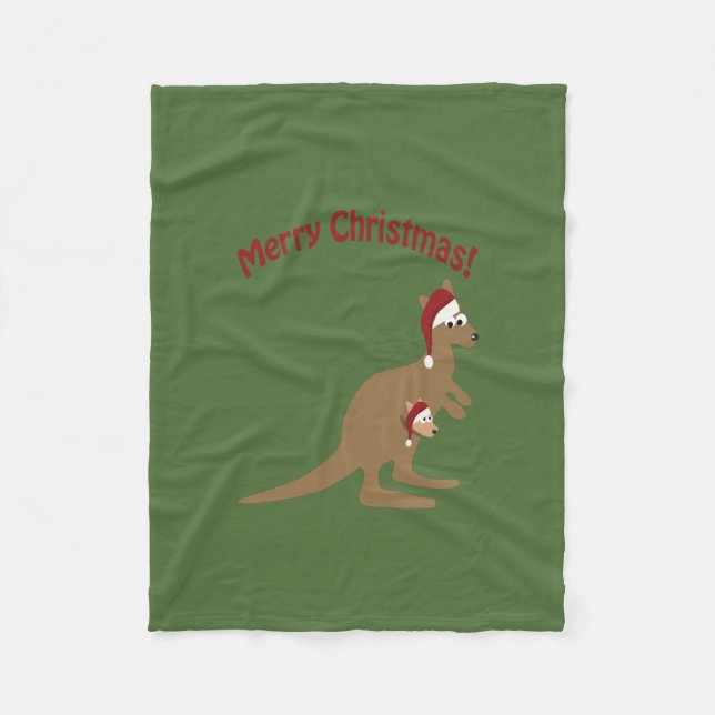 Frohe Weihnachten Kangaroos Fleecedecke (Vorderseite)