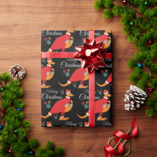 Frohe Weihnachten Känguru-Muster-Geschenkpapier  Geschenkpapier