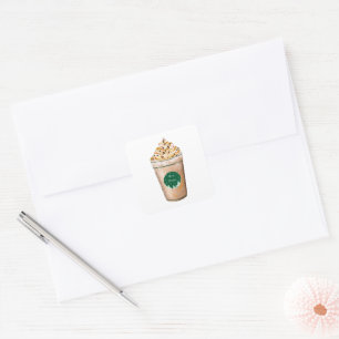 Frohe Weihnachten Karamell-Latte Quadratischer Aufkleber