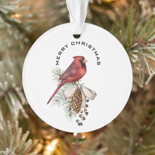 Frohe Weihnachten Kardinal & Pine Cone Weihnachten Ornament (Baum)
