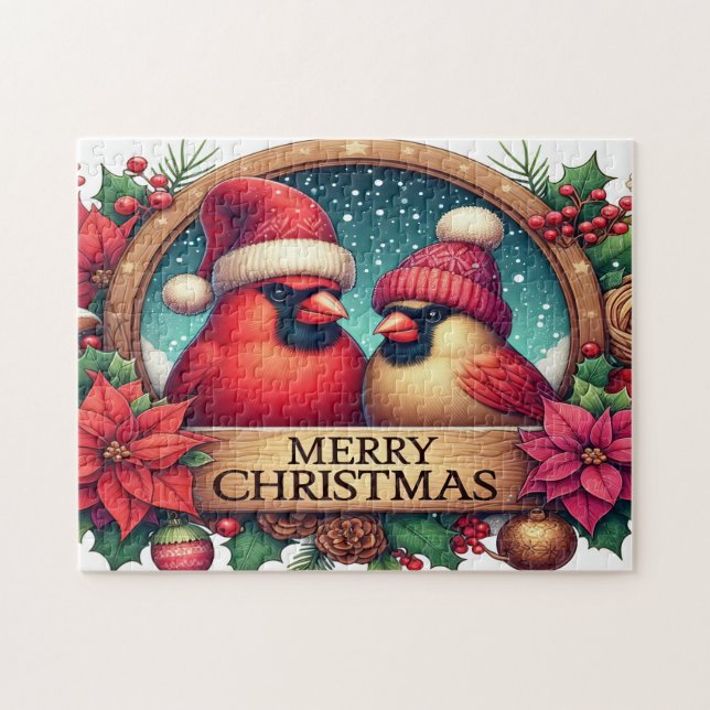 Frohe Weihnachten Kardinäle Puzzle (Horizontal)