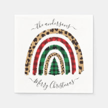 Frohe Weihnachten Kariert und Leopard Print Rainbo