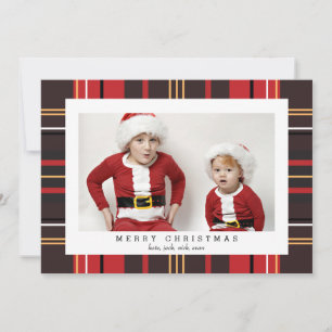 Frohe Weihnachten Karierte Fotokarte für den Urlau