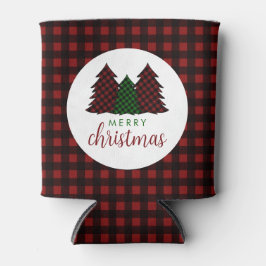 Frohe Weihnachten Karierte Muster Weihnachtsbaum Dosenkühler